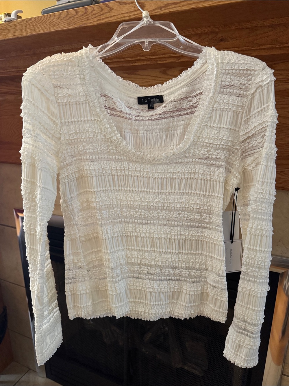 1. State Cream Textured Scoop-Neck Long Sleeve Top